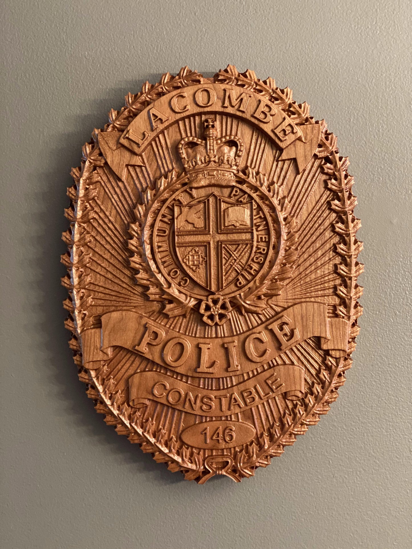 Lacombe Police Wooden Badge