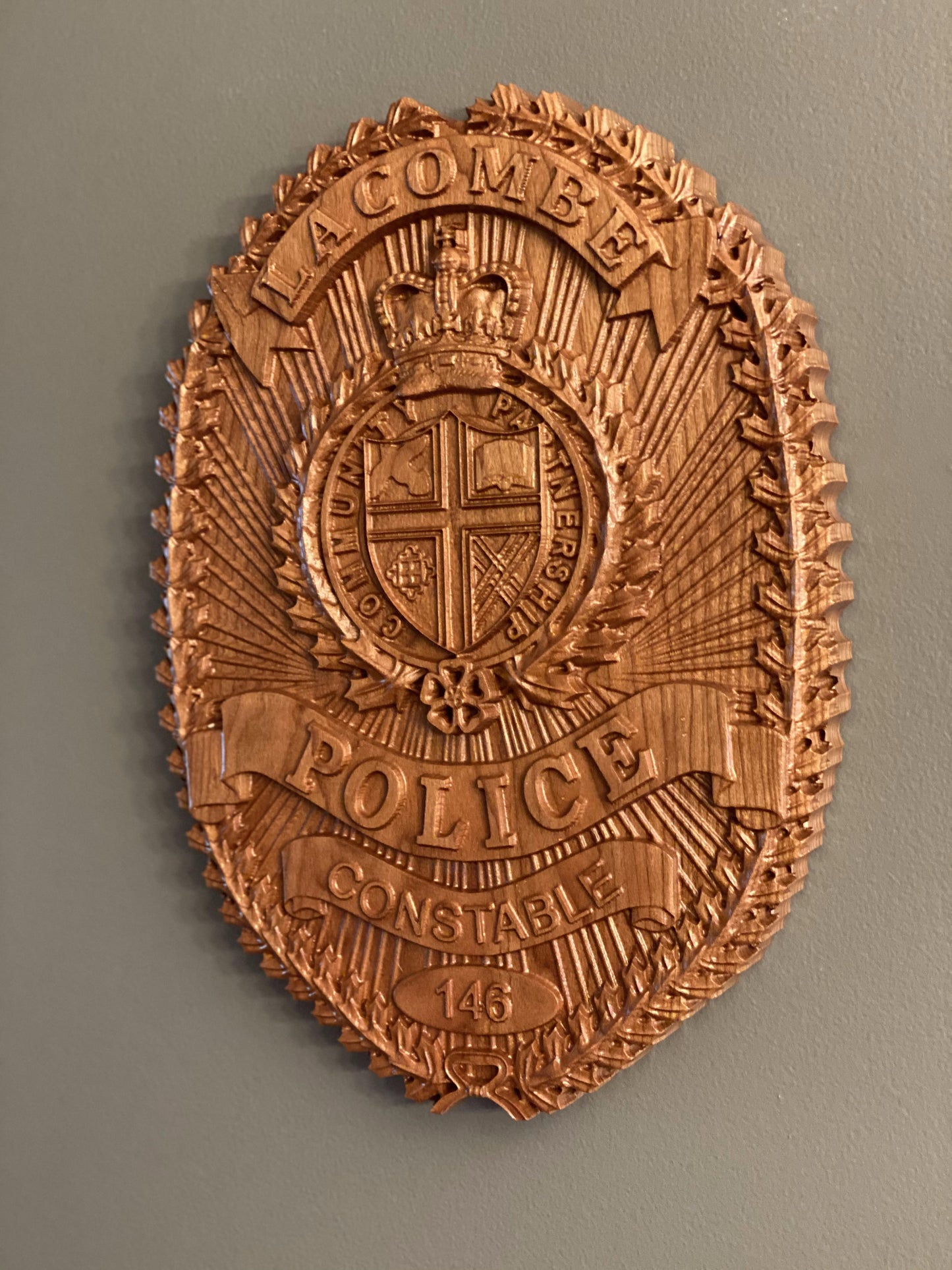 Lacombe Police Wooden Badge