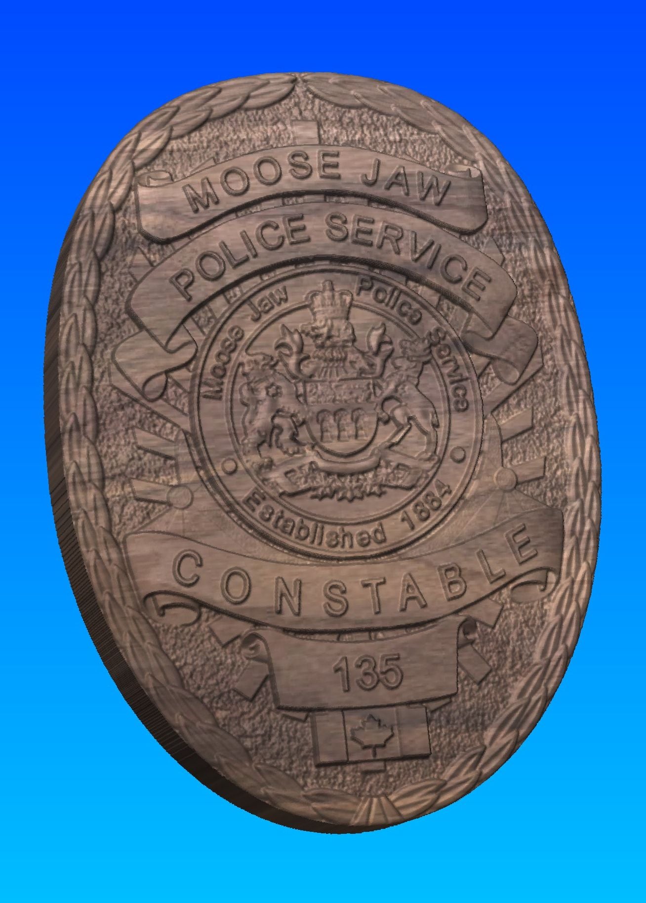 Moose Jaw Police Wooden Badge