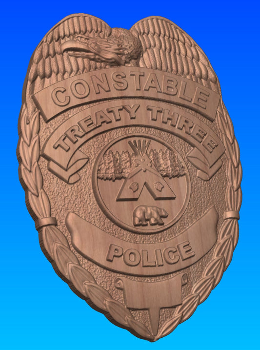 Treaty 3 Police Wooden Badge