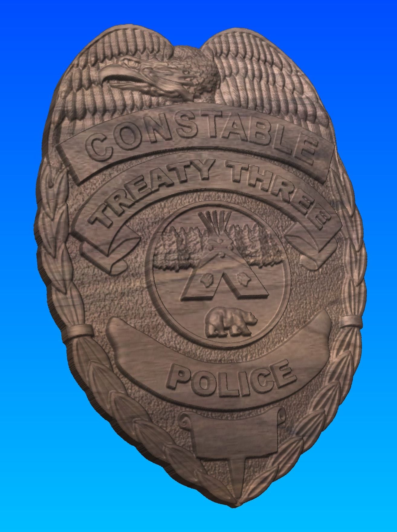 Treaty 3 Police Wooden Badge